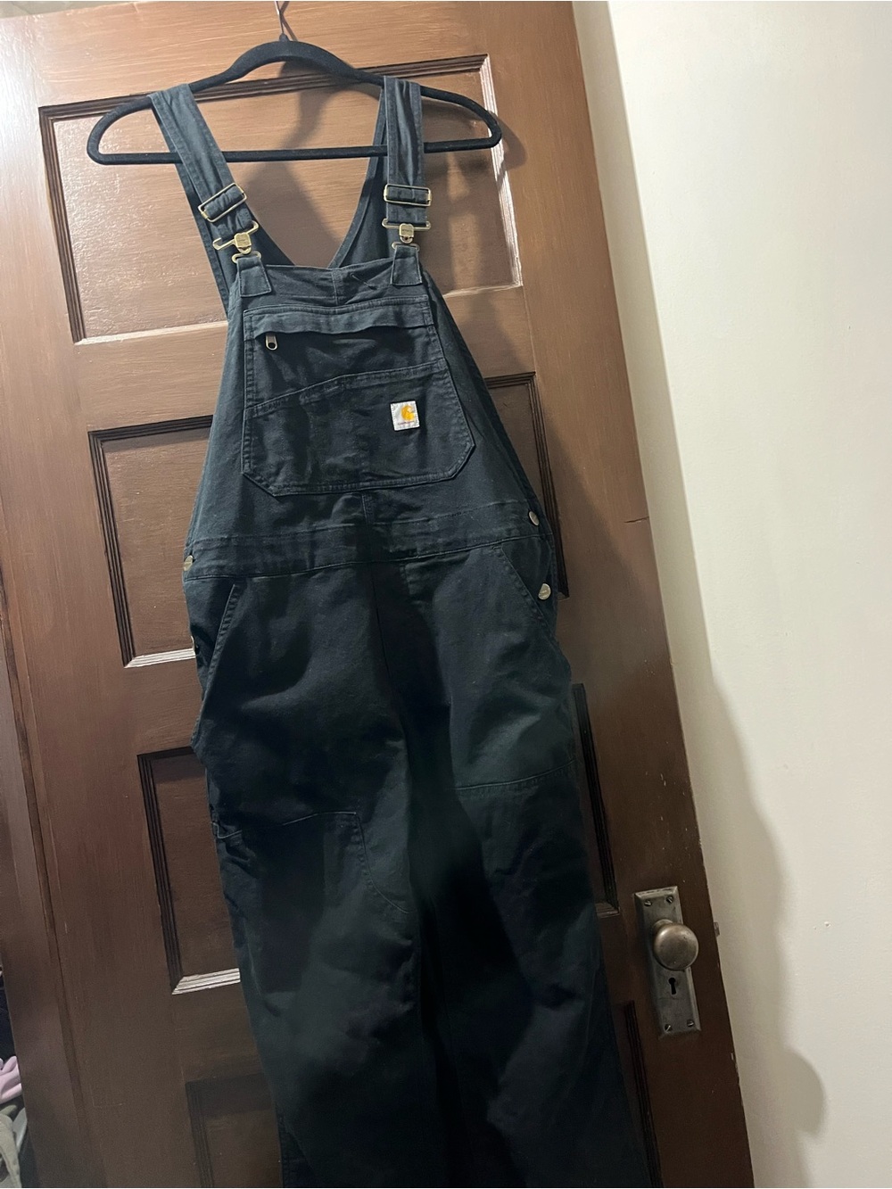 Carhartt women’s Black Canvas Bib Overalls size Small